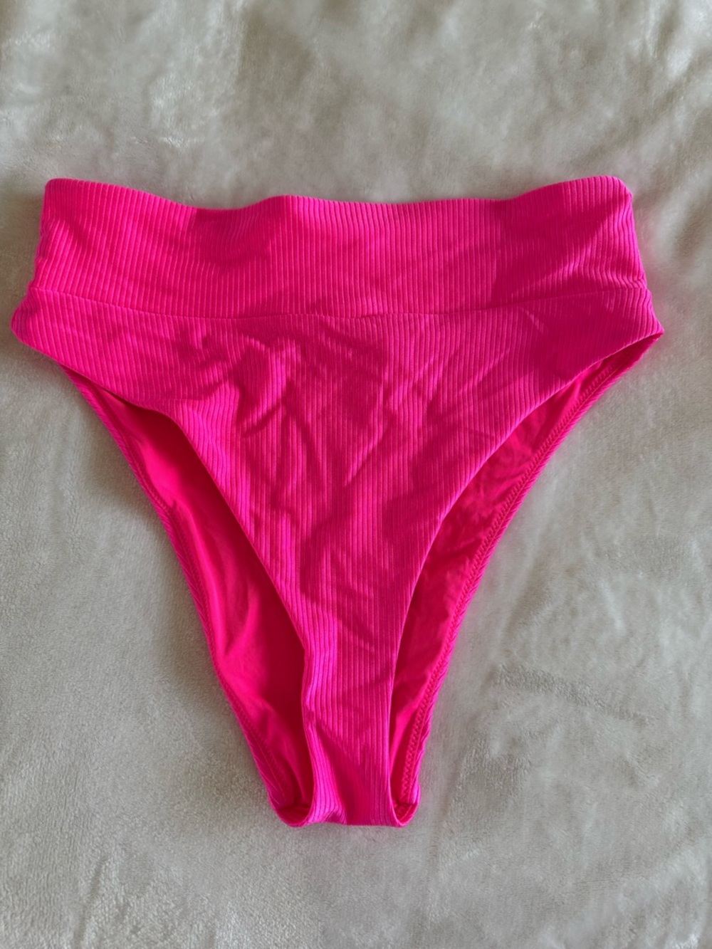 aerie Hot Pink Ribbed High-Waist Bikini Bottoms